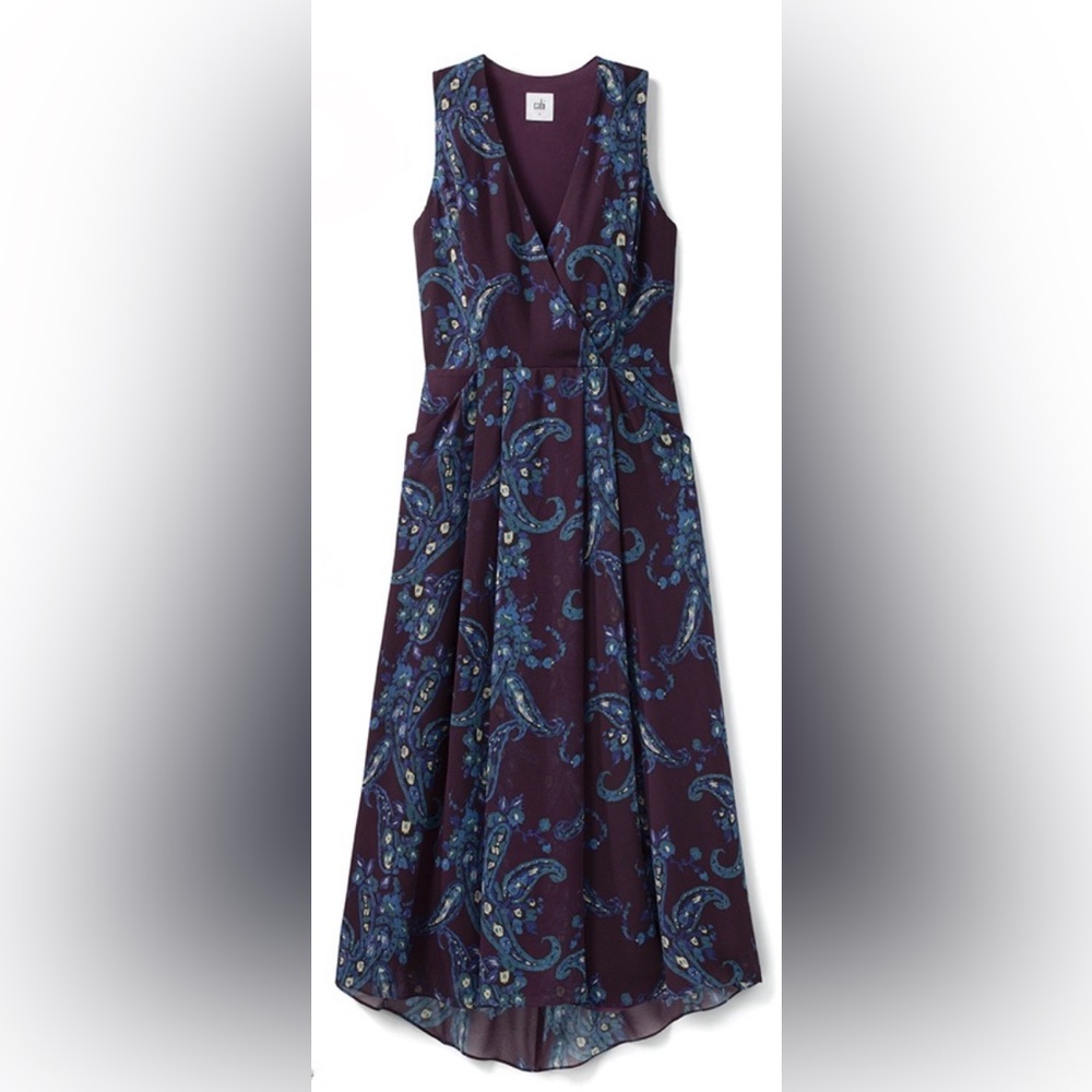CAbi Dress Treasure Paisley Printed Pleated Pockets - Picture 2 of 11
